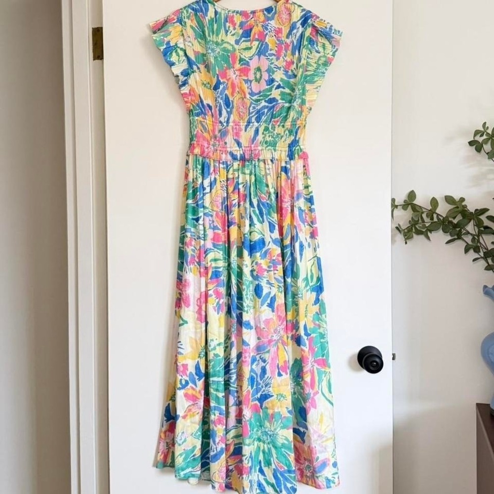 Current Air Floral Pleated Maxi Dress | Tie Waist | Small New With Tags - Picture 3 of 8